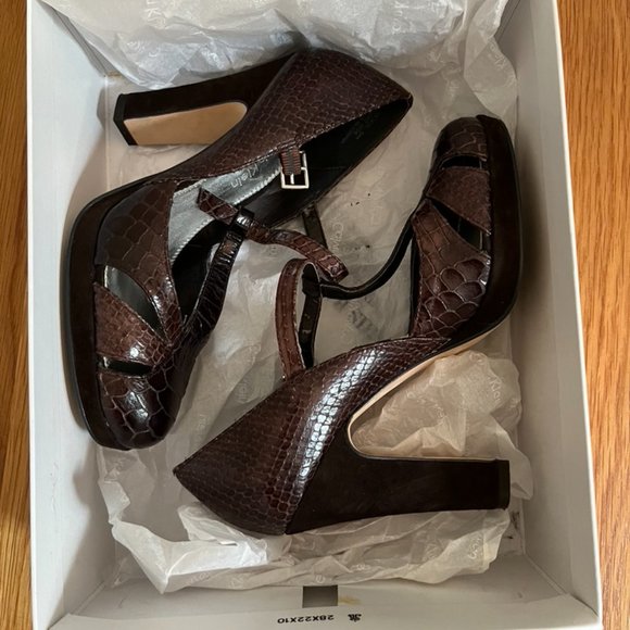 Vintage Calvin Klein Jeckel Boa Print Heeled Mary Jane Sandal - Picture 13 of 15